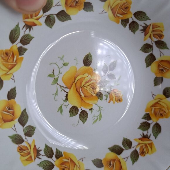 Ridgway Ironstone Golden Rose Dessert Bowl With Yellow Floral Design & Gold Trim - Picture 7 of 9